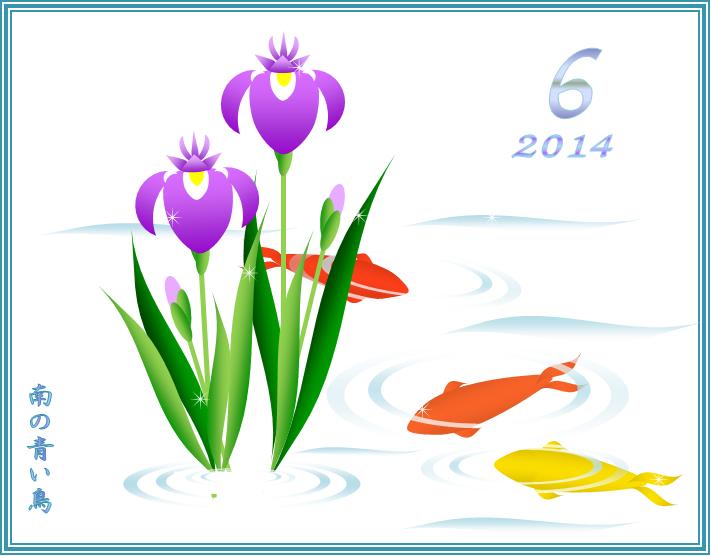 2014年6月用花菖蒲と鯉
