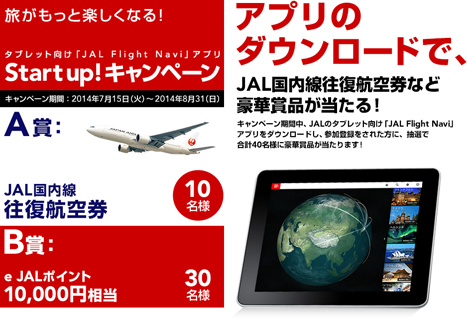 JALは、アプリをダウンロードするだけで往復航空券や豪華賞品が当たるキャンペーンを開催、